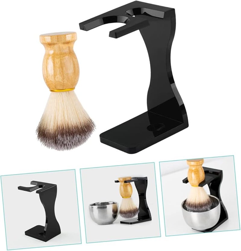NOLITOY Black Shaving Brush Stand Set With Beard Brush Holder For Men Home Barbershop - Image 4
